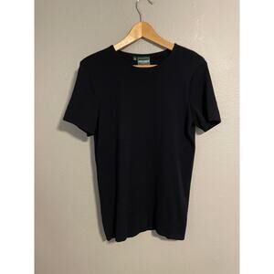 Vintage Geiger Collections Womens Top EU 38 US 8 Navy Knit Short Sleeve Normcore